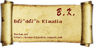 Bódán Klaudia névjegykártya